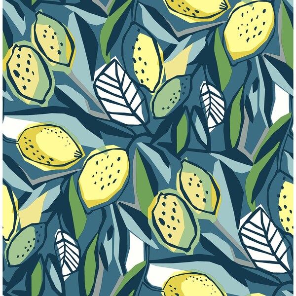 Manhattan Comfort McKinney Meyer Blue Citrus 33 ft L X 205 in W Wallpaper BR4014-26422 - main